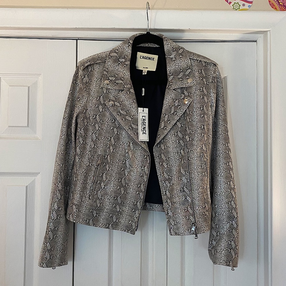 NWT L’Agence Biker Leather Jacket in “Fieldstone”